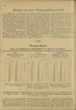Auszug aus dem Stempelgebühren-Tarif