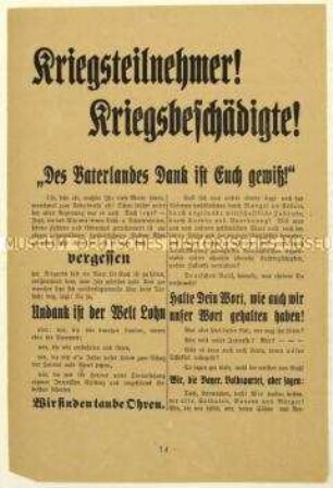Aufruf an Kriegsteilnehmer zum Eintritt in die Bayerische Volkspartei