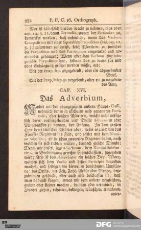 Cap. XVI. Das Adverbium