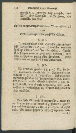 Critik der practischen reinen Vernunft (§. 9.) oder Grundlegung zur Metaphysik der Sitten