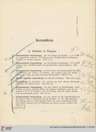 Keramiken (Nr. 1-79)