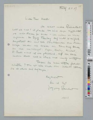 Brief an Hugo Sieker