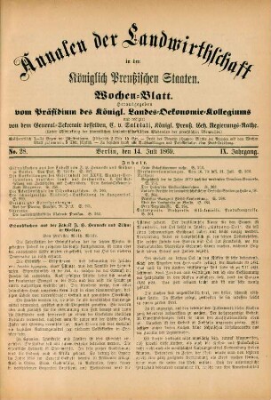 No. 28. Berlin, den 14. Juli 1869. IX. Jahrgang.