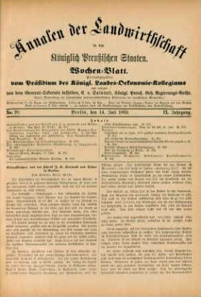 No. 28. Berlin, den 14. Juli 1869. IX. Jahrgang.