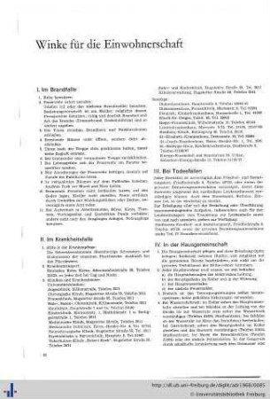 Winke für die Einwohnerschaft, Sehenswertes, Erklärungen der Zeichen und Abkürzungen.