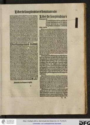 Liber de longitudine et brevitate vite.