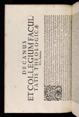 Decanus Et Collegium Facultatis Theologicae B. L. Salutem