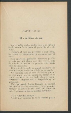 Capítulo XI - El I de Mayo de 1925