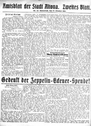 Nummer 42. Zweites Blatt. : Sonnabend, den 17. Oktober 1925