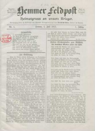 1.1917: Hemmer Feldpost