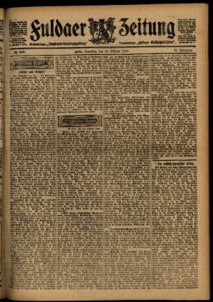 Erste Ausgabe vom Samstag, den 29. Oktober 1904.