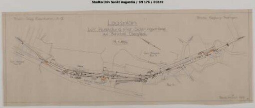Oberpleis, Bahnhof: Lageplan betreffend Herstellung einer Sicherungsanlage auf Bahnhof Oberpleis. Lichtsignale. Lichttagessignale.