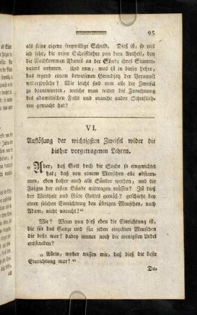 95-129, VI. Auslöschung der wichtigsten Zweifel wider die bisher vorgetragenen Lehren