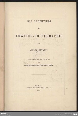 Die Bedeutung der Amateur-Photographie