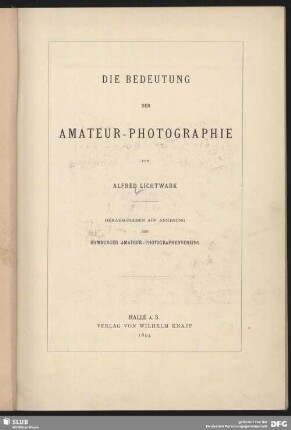 Die Bedeutung der Amateur-Photographie