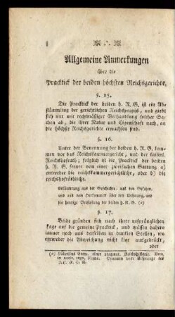 Allgemeine Anmerkungen über die Pracktick der beiden höchsten Reichsgerichte