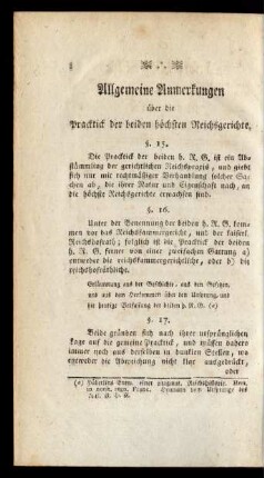 Allgemeine Anmerkungen über die Pracktick der beiden höchsten Reichsgerichte