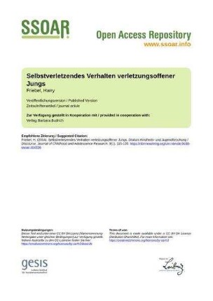 Selbstverletzendes Verhalten verletzungsoffener Jungs