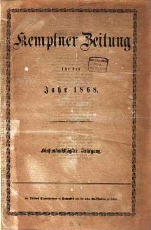 Kemptner Zeitung. 1868,1 = Jg. 85