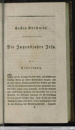 Erster Abschnitt. Die Jugendjahre Jesu