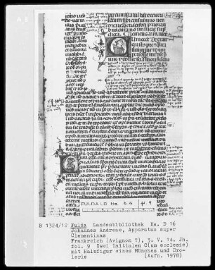 Johannes Andreae, Apparatus super Clementinas — ---, Folio 9rectoBuchseite