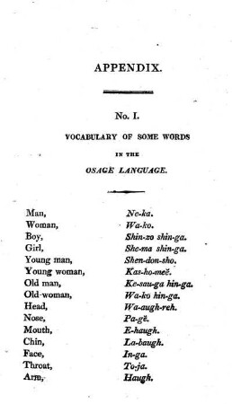 Vocabulary of the Osage language