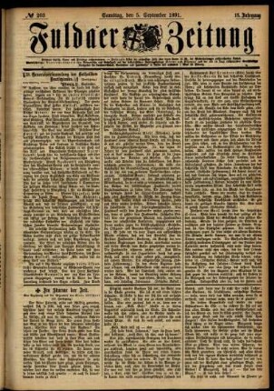Ausgabe vom Samstag, den 05. September 1891.