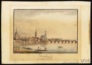 Ansicht von Dresden, Kupferstich, um 1800 : Dresden. - Dresden : C. G. Morasch , [um 1800]. - 1 Kunstbl. : kolor. Kupferst. ; 11 x 8 cm