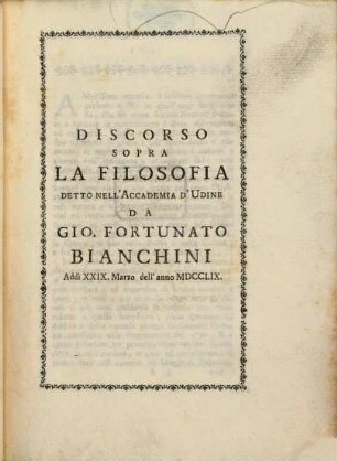 Discorso sopra la Filosofia