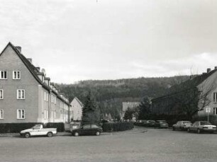 Pirna-Südvorstadt, Johann-Sebastian-Bach Straße. Siedlung (1935/1938). Blick von der Rottwerndorfer Straße nach Nordosten