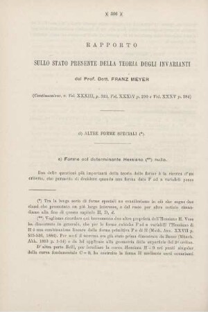 Rapporto sulla stato presente della teoria degli invarianti