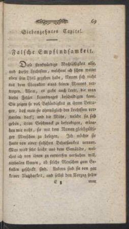 Siebzehntes Capitel. Falsche Empfindsamkeit