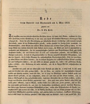 Rede gehalten am 4. Mai 1835 beim Antritt des Rectorats am königlichen Gymnasium zu Bayreuth : als Einladung zu der öffentlichen Prüfung und Preisverleihung an der kgl. Studien-Anstalt zu Bayreuth im Studienjahre 1834/35