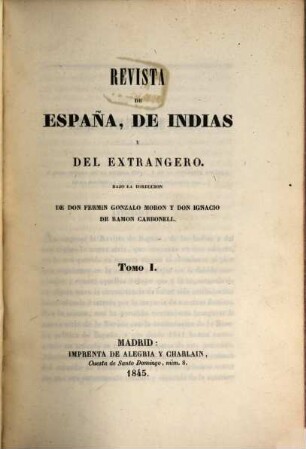 Revista de España, de Indias y del extrangero. 1, 1. 1845
