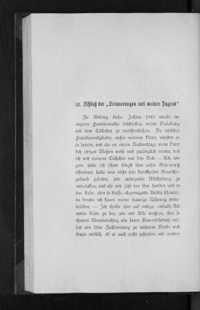 10. Schluß der "Erinnerungen aus meiner Jugend"