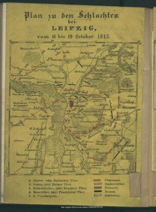 Plan zu den Schlachten bei Leipzig, vom 16 bis 19 October 1813