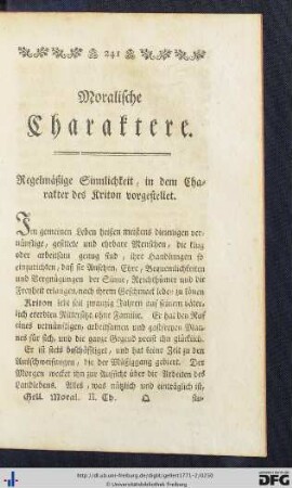 Anhang. Moralische Charaktere.