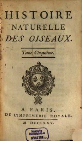 Histoire naturelle des oiseaux, T.5