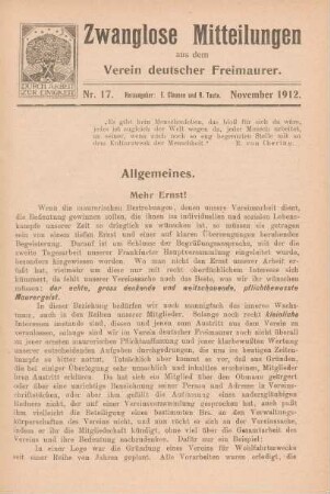 Nr. 17. November 1912.