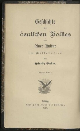Geschichte des deutschen Volkes und seiner Kultur zur Zeit der karolingischen und sächsischen Könige