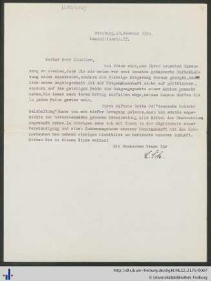 Brief von Schemann vom 18.02.1930.