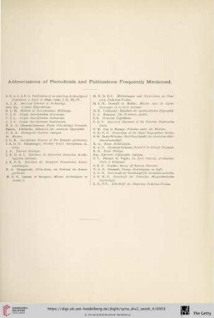 Abbreviations of Periodicals and Publications Frequently Mentioned