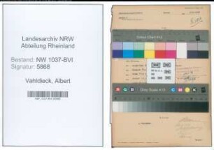 Entnazifizierung Albert Vahldieck , geb. 24.02.1896 (Metzger)