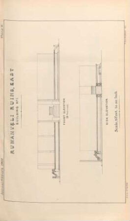 Plate II. Ruwanveli Ruins, East. Building No. 1. Front elevation. Side elevation
