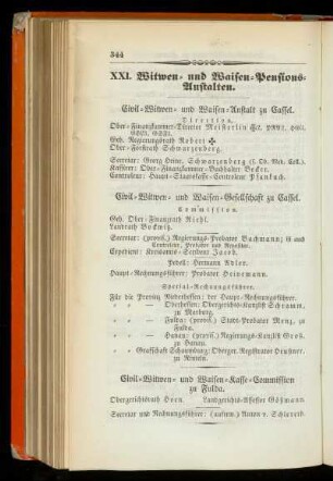XXI. Witwen= und Waisen=Pensions=Anstalten.
