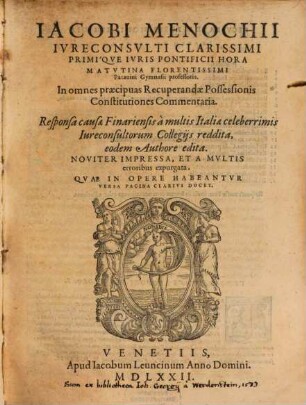 In omnes praecipuas recuperandae possessionis constitutiones commentaria