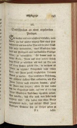 26. Sendschreiben an einen angehenden Prediger.