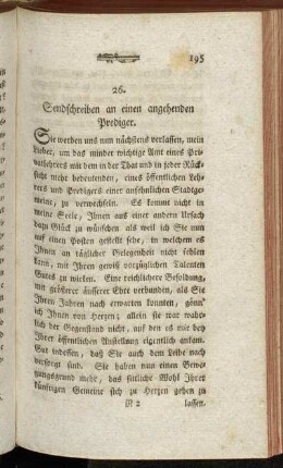 26. Sendschreiben an einen angehenden Prediger.