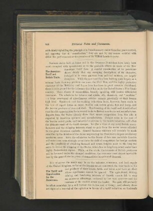 The American Tariff and British Trade.
