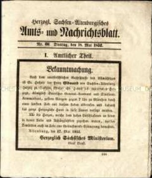 Amts- und Nachrichtenblatt. 1852